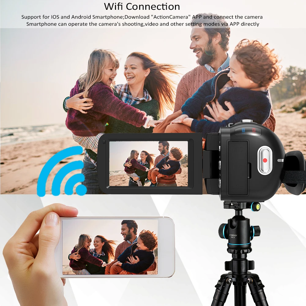 Andoer 4K Ultra HD 3," lcd сенсорный экран WiFi цифровая видеокамера DV рекордер 16X зум ИК Ночное Видение видеокамера