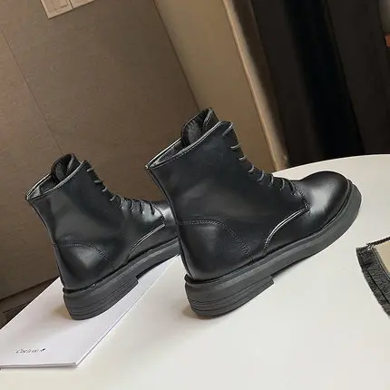 ankle black Сапоги Для женщин сапоги до колена Карамельный цвет зеленая обувь модные Повседневное женские туфли из искусственной кожи на молнии в байкерском стиле из ПУ искусственной кожи на платформе, обувь для женщин - Цвет: ankle black