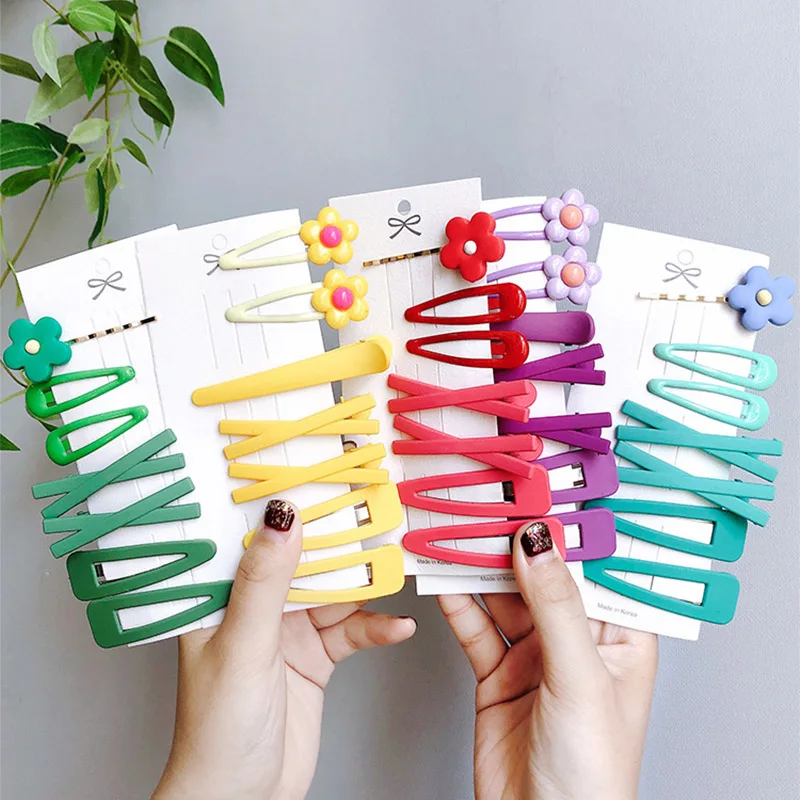 

7 Pcs/set Girls Hair Clip Lot Flower Rainbow Hair Pins Girls Bright Color Baby Hair Clips Flower Cute Candy Color Accessories
