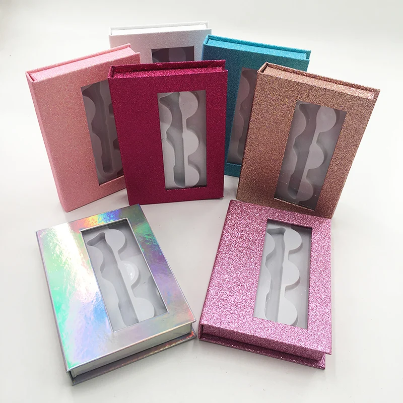 Eyelashes box 3 pairs lashes box with tweezers colorful dramatic lashes book wholesale custom 3D mink lashes vorder supplier 4
