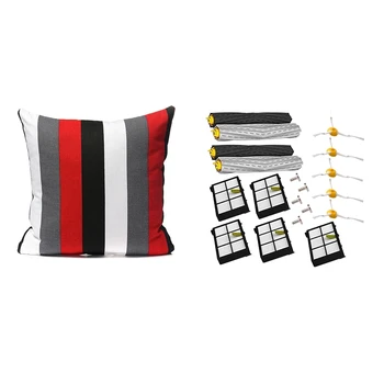 

Pillow 40X40 Pillow Cotton Pillowcase White - Gray - Red - Black Stripes with Brushes and Filters Replacement Kit