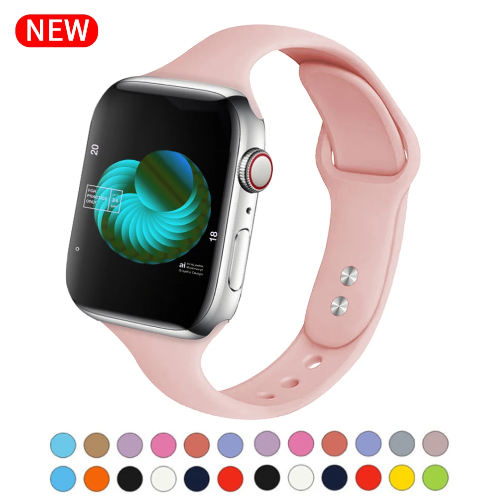 

Silicone Sport strap For apple watch 4 3 2 1 series 38mm 40mm watch strap Apply to 42mm 44mm Silicone pulseira Table accessories