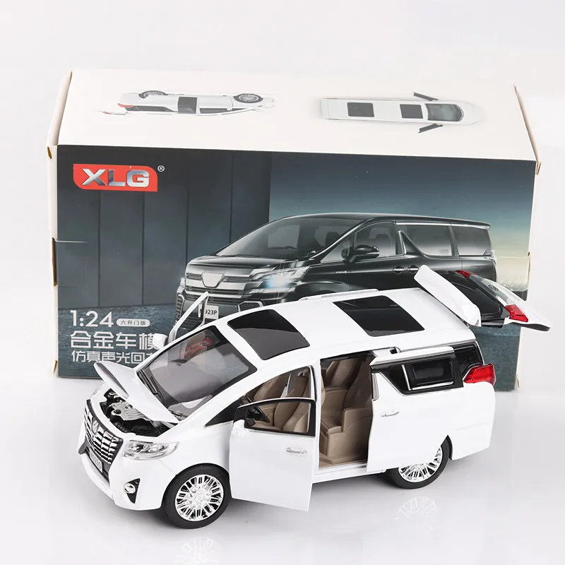 Новинка 1:24 1:32 Toyota Alphard Роскошная бизнес-модель автомобиля из сплава с откидной спинкой литые игрушечные транспортные средства 6 дверей можно открыть - Цвет: 24 White send box