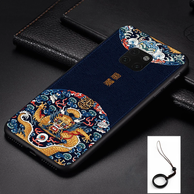For Huawei P30 P30 Pro Mate 20 20X Honor 20 Pro 20i Lite Nova 5T Case Antifingerprint Shockproof PU Leather Embossed Cover Funda - Цвет: Blue Rich