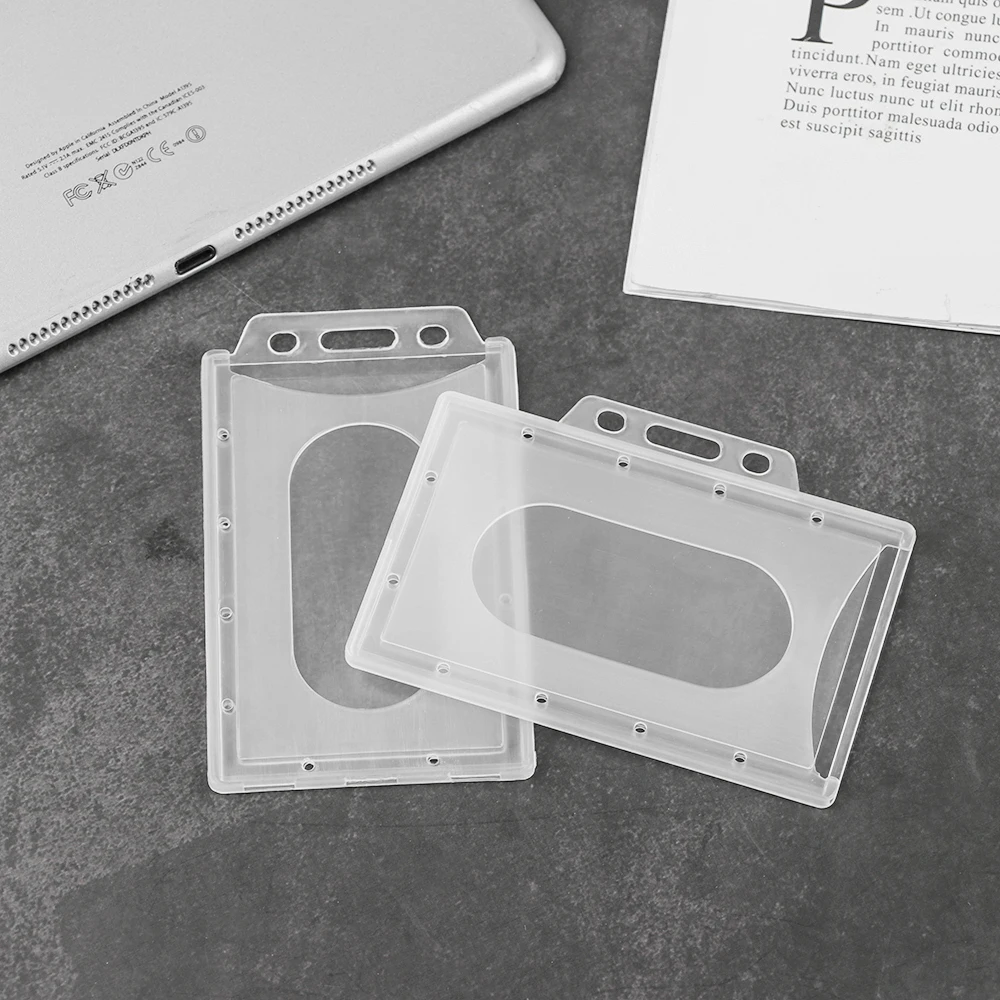 

5 PCs Clear Transparent Work Card Holder Protector Cover ID Business Case Enclosed Oyster Pass Badge Card Sleeve Office Supplies