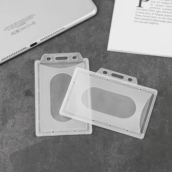 

5 Pcs Clear Transparent Work Card Holder Protector Cover ID Business Case Enclosed Pass Badge Card Sleeve Office Supplies