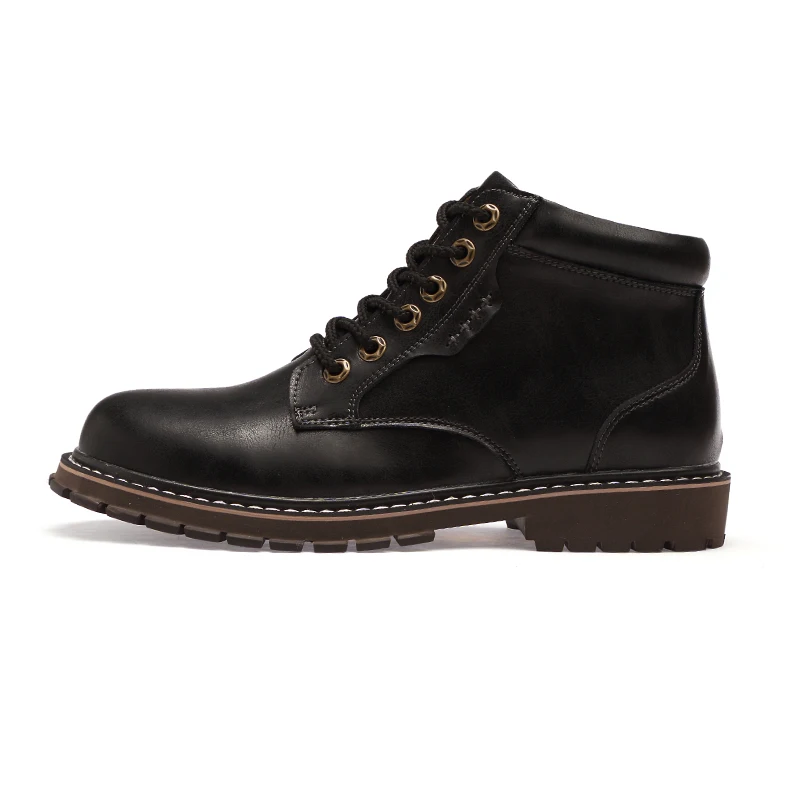 Fashion Vintage Men Lace-Up Autumn Winter Cow Split Leather Boots Men Waterproof Work Tooling Casual Ankle Men Boots