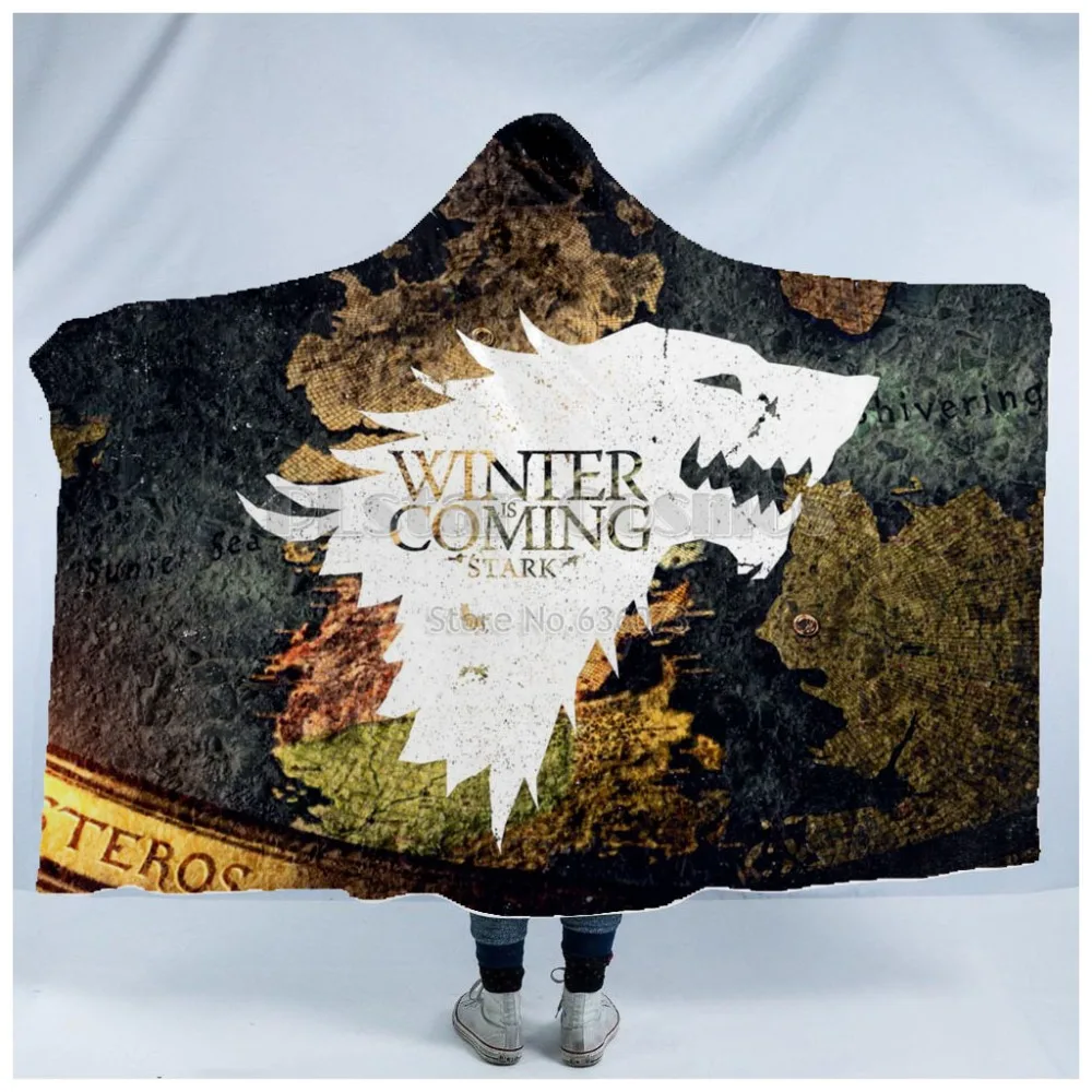 

Plstar Cosmos Game of Thrones Blanket Hooded Blanket 3D full print Wearable Blanket Adults Fleece Blanket style-2