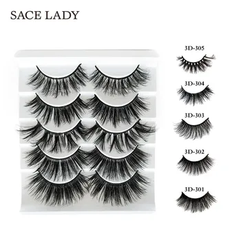 

SACE LADY Long Eyelashes Makeup Thick Eyelash 3D False Lashes Natural Make Up 5 Pairs Beauty Extension Tools Cosmetics