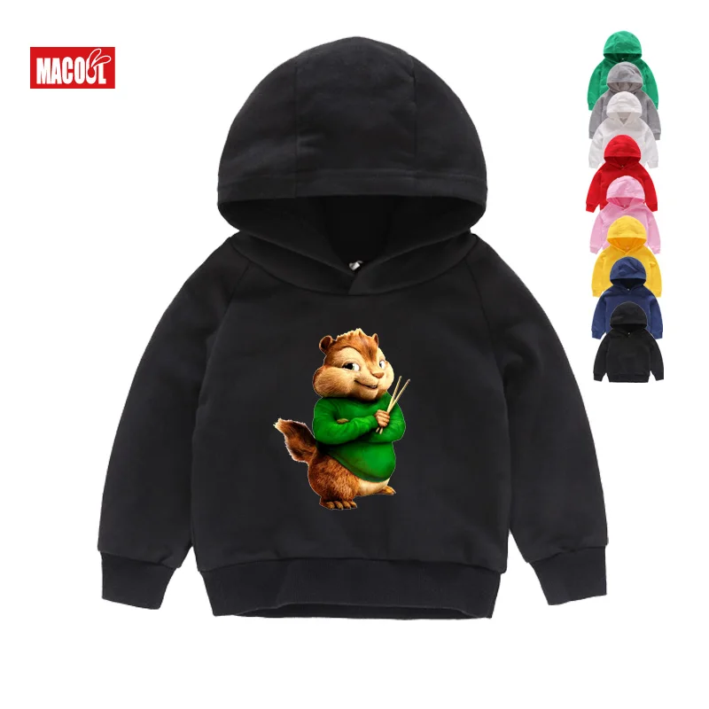Kids Hoodies Толстовки с капюшоном с принтом Элвина и Мунка; детская зимняя одежда с длинными рукавами; дышащие толстовки с капюшоном для мальчиков и девочек - Цвет: Kids Hoodies