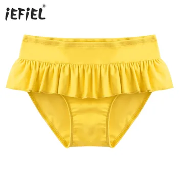 

Summer Swim Shorts Kids Girls Swimwear Casual Fashion Solid Color Wide Elastic Waist Silky Ruffle Swim Bottom Beachwear