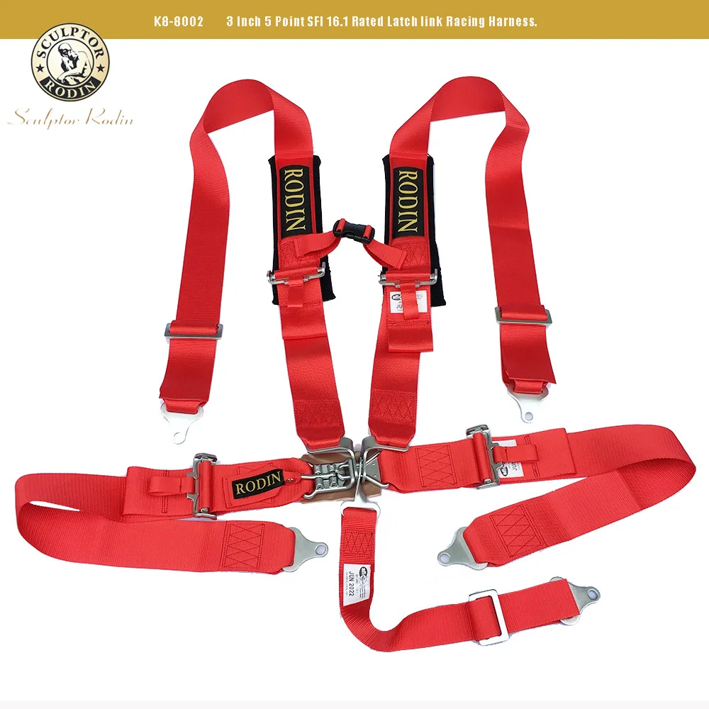 NHRA SFI 16.1 RACING HARNESS 5 POINT LATCH & LINK 3" SEAT BELT YELLOW