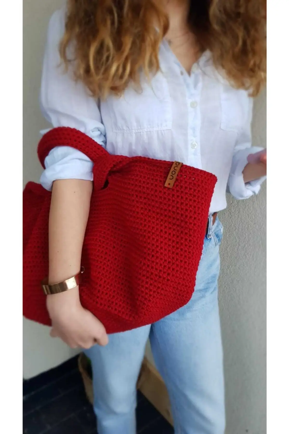 2021 fashion handmade Macrame woven bag red luxury woven handy bag lady woven handle casual bag hand shoulder bag azamzing high quality Turkish textile quality