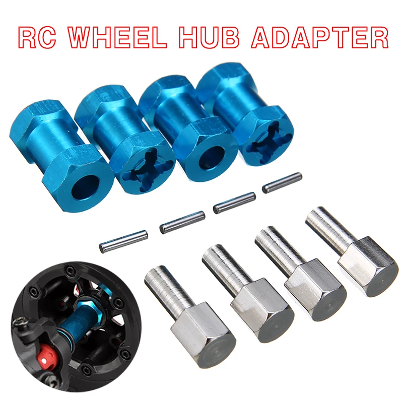 

4pcs Aluminum Alloy 12mm Wheel Hex Hubs Adapter Extension Conversion Nuts for 1/10 RC Car Upgrade Tires