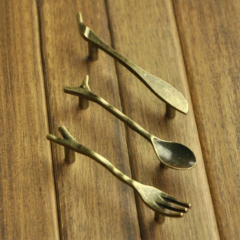 

Antique Bronze Creative Fork+Spoon+Knife Design Kitchen Cabinet Closet Drawer Pull Handle 76mm