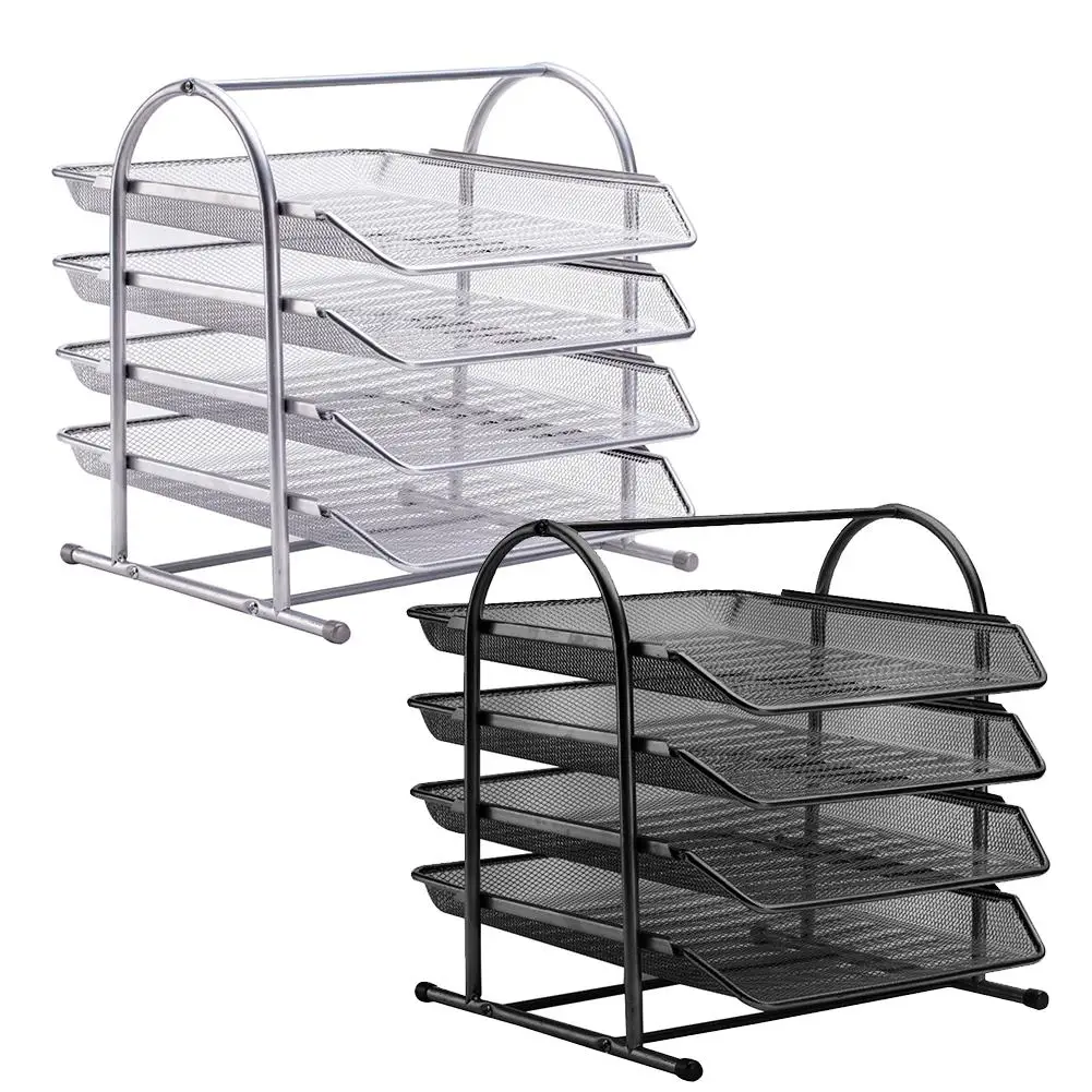 

Mesh Desktop File Organizer Mesh Desk Organizer With 4 Tray Office Supplies Storage Rack Perfect Gifts High Quality
