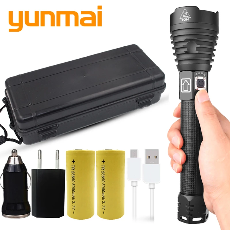 Светодиодный фонарик Yunmai XHP90 мощный зум-фонарь usb ярче чем xhp70.2 уличный фонарь для