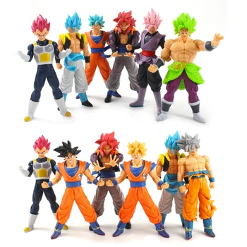 

6pcs/set Dragon Ball SUPER Saiyan Son Goku Vegeta Gogeta Broli Action Figure PVC Model Toys for Boys