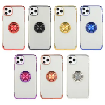 

50PCS Top Quality For IPHONE 11 Pro Max Soft Plated TPU Case with Ring For IPHONE XS MAX/XR/678 Plus/5S/SE Ultra Clear TPU Case