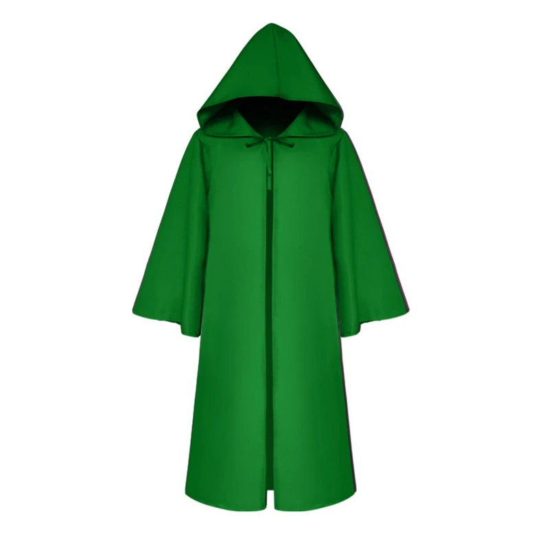 Green children Длинный плащ с капюшоном, карнавальный костюм на Хэллоуин, накидка вампира для женщин и мужчин, накидка Ведьмака, плащ Ведьмака, костюмы унисекс - Цвет: Green children