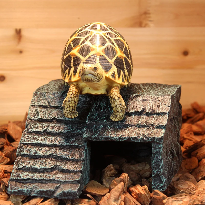 Resin Reptiles Habitat Decoration Hiding Cave For Tortoise Lizard Reptile Climbing Hiding Habitat Basking Decor