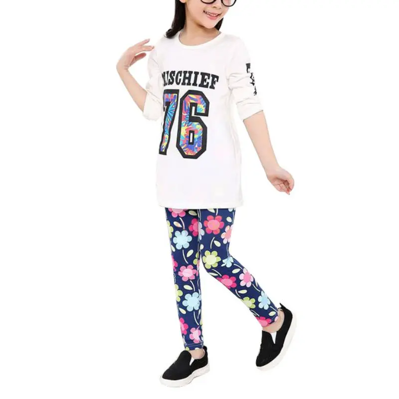 Новинки детские леггинсы для девочек эластичные длинные штаны с цветочным принтом для детей 2-14 лет j2 - Цвет: H