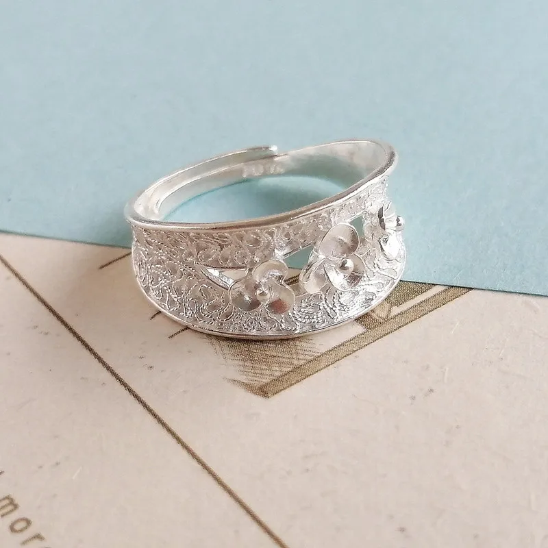 Женское Винтажное кольцо из серебра 999 пробы с цветами | Украшения и аксессуары