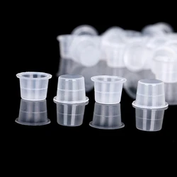 100Pcs Plastic Disposable Tattoo Ink Cups Permanent Makeup Pigment Clear Holder Container Cap Tattoo Accessories Size L
