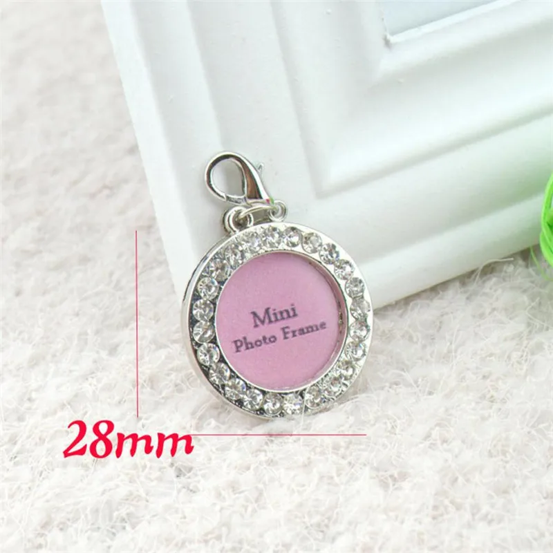 Мини-фоторамка со стразами для собак и кошек DIY LOVE/Star/Round Pink Puppy ID Tag ожерелье ювелирное жемчужное ожерелье# LR2