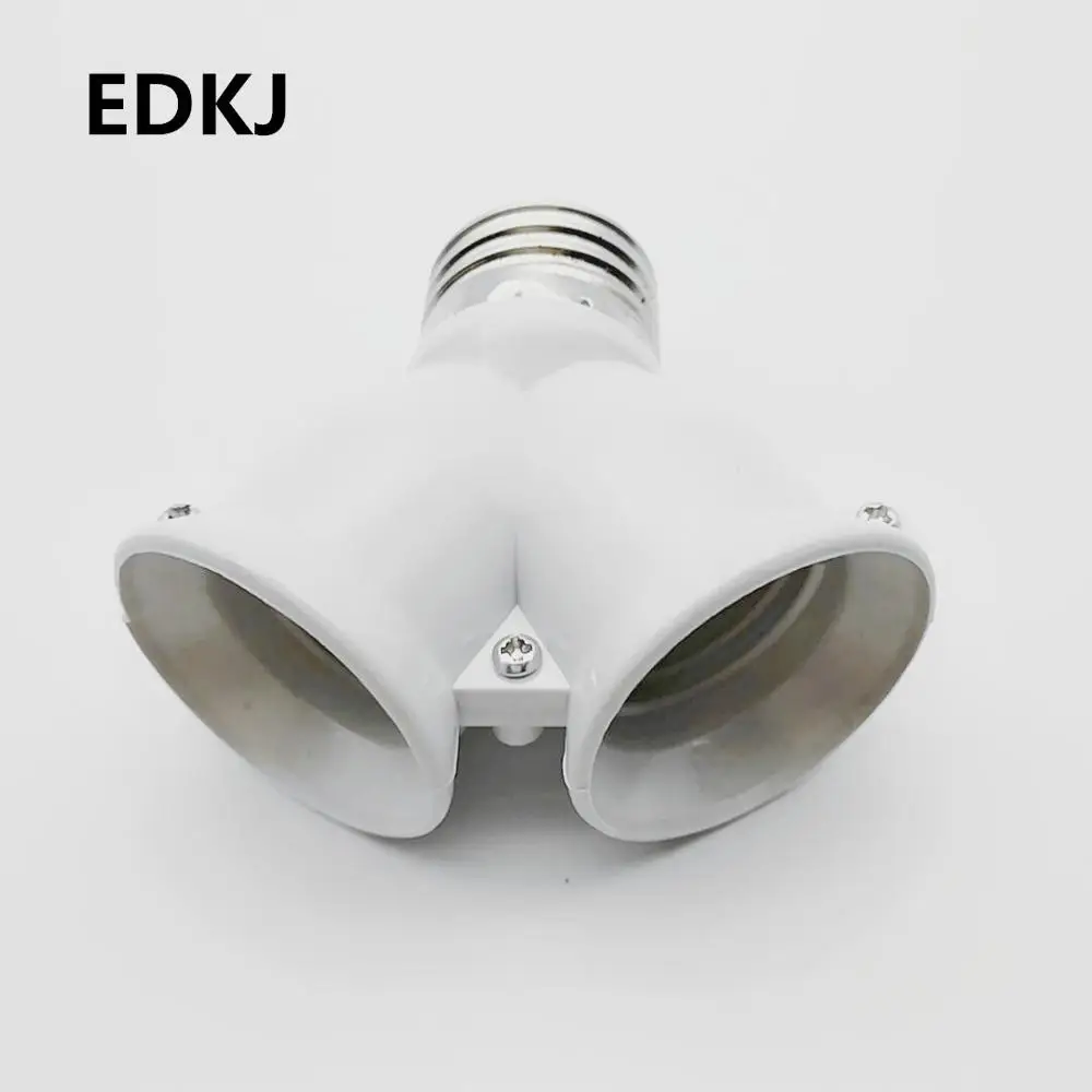 

1Pcs White Color Fireproof Material Converter Socket Conversion Light Bulb Base E27 To 2 E27 Lamp Holder Converter