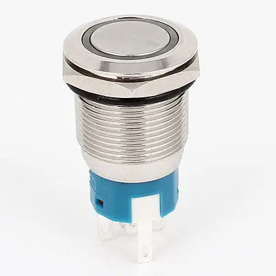 

18.9mm AC 250V 5A Red LED Light Stainless Momentary Push Button Switch 1NO 1NC