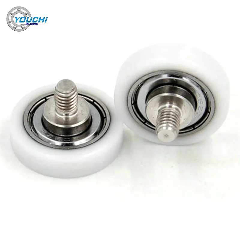 

OD 28mm 3mm Mounting Clearance Plastic Coated Bearing With M6 Screw BS60828-7C3L8M6 28x7 POM Roller Cashbox Drawer Guide Wheels