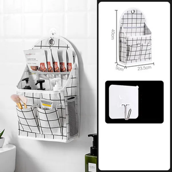 OYOREFD Wall Mounted Multi-function Waterproof Bag Organizer Cotton Linen Toiletry Bag Home Hanging Storage Bag Room Organizer Grid