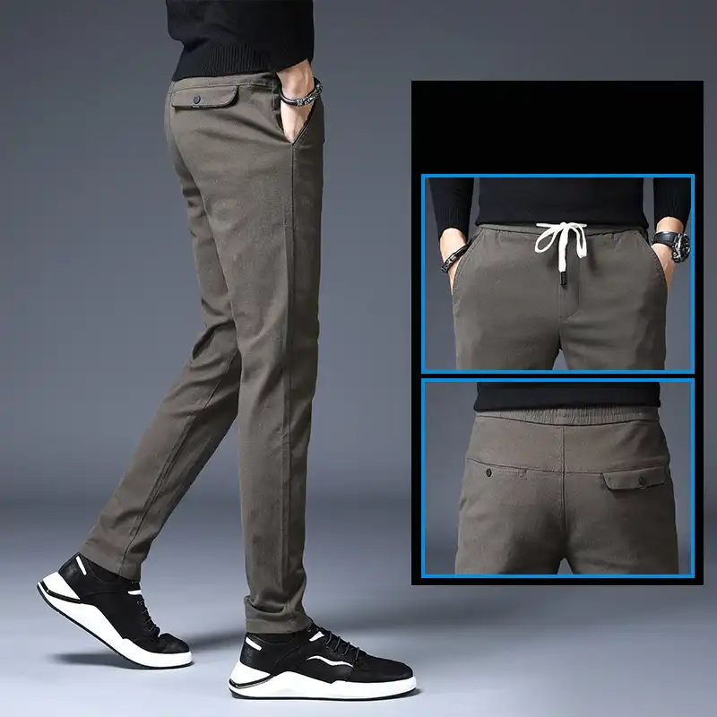 mens slim fit black work trousers