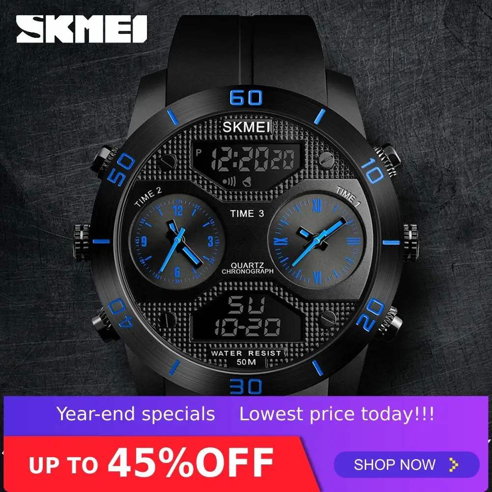 SKMEI Мужские Цифровые кварцевые наручные часы мужские 50 м водонепроницаемые