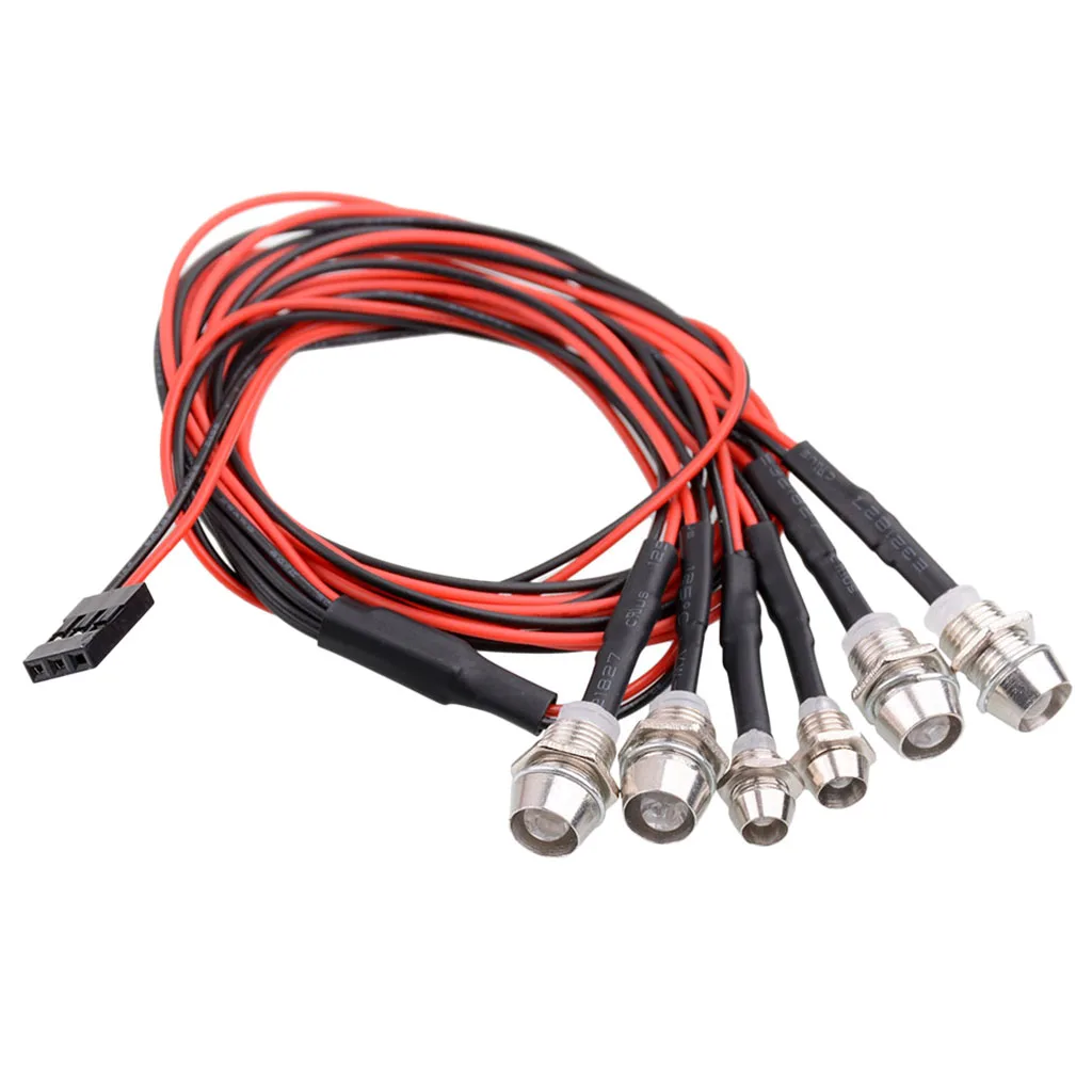 6pcs LED Light Headlight Kit for 1/5 1/8 1/10 1/12 1/16 RC Car Truck Model Accessories