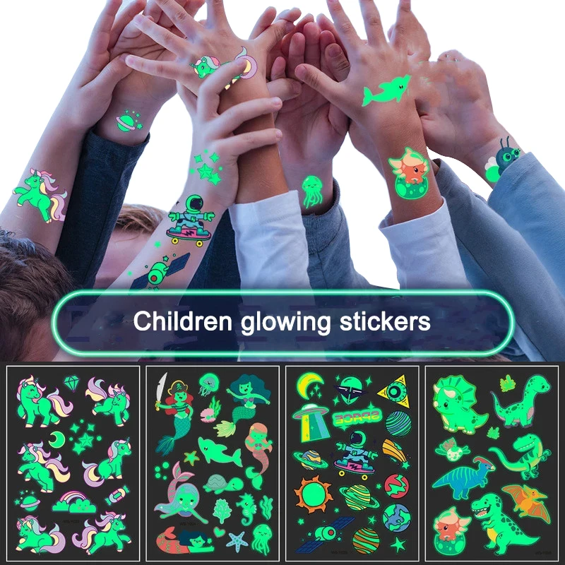 Pegatinas luminosas para niños, pegatina luminosa de dibujos animados, pegatina de conmutador luminosa que brilla en la oscuridad, juguete para chico