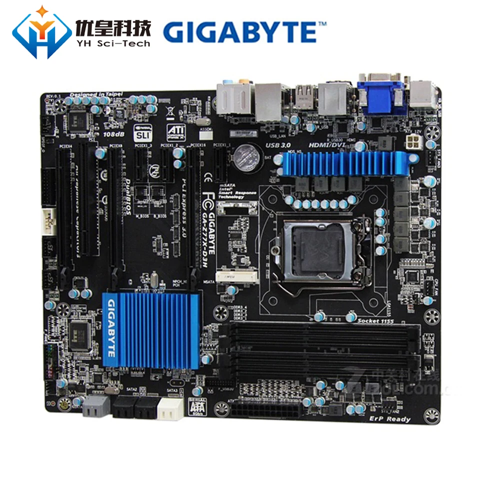 Оригинальная б/у настольная Материнская плата Gigabyte GA-Z77X-D3H Z77 Socket LGA 1155 Core i7/i5/i3/Pentium/Celeron DDR3 32G ATX