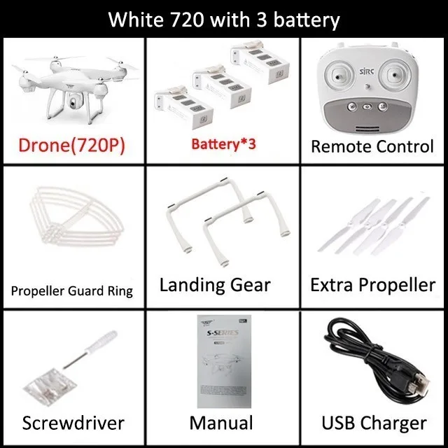 White 720P 3battery SJRC S70W двойной gps следить за мной wifi FPV RC Дрон вертолет 400 м расстояние 1080P HD камера gps положение Квадрокоптер VS X183 X21 - Цвет: White 720P 3battery