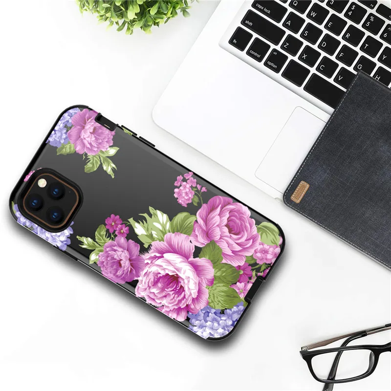 Защитный чехол для iPhone11Pro max 6,5 с мраморным цветком из полиуретана и кремния на 360 градусов, ударостойкая гибридная Броня