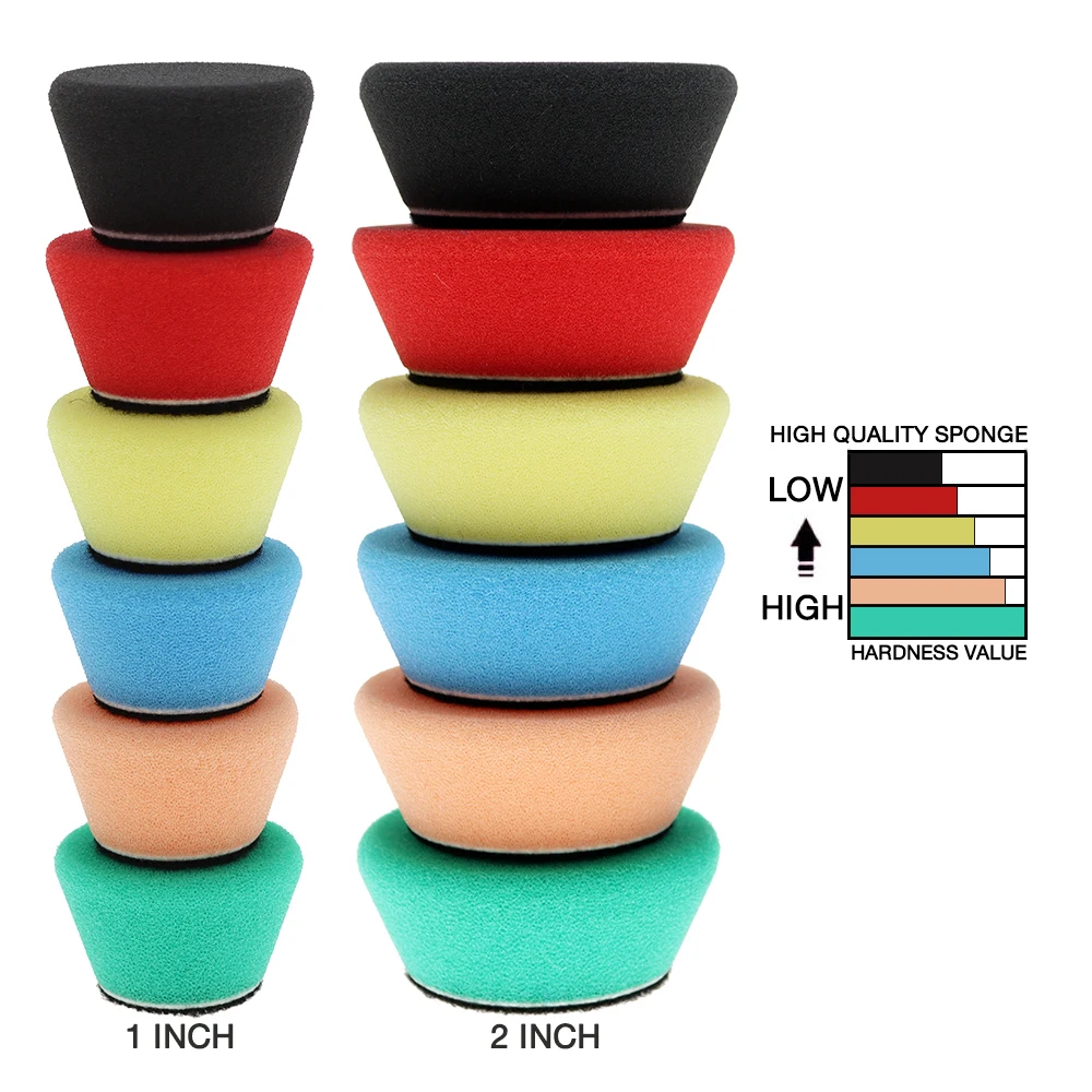 1 인치 2 인치 고품질 연마 스폰지 보드, 거친, 중간 및 미세, RO/DA 연마 기계에 적합 12 조각 세트