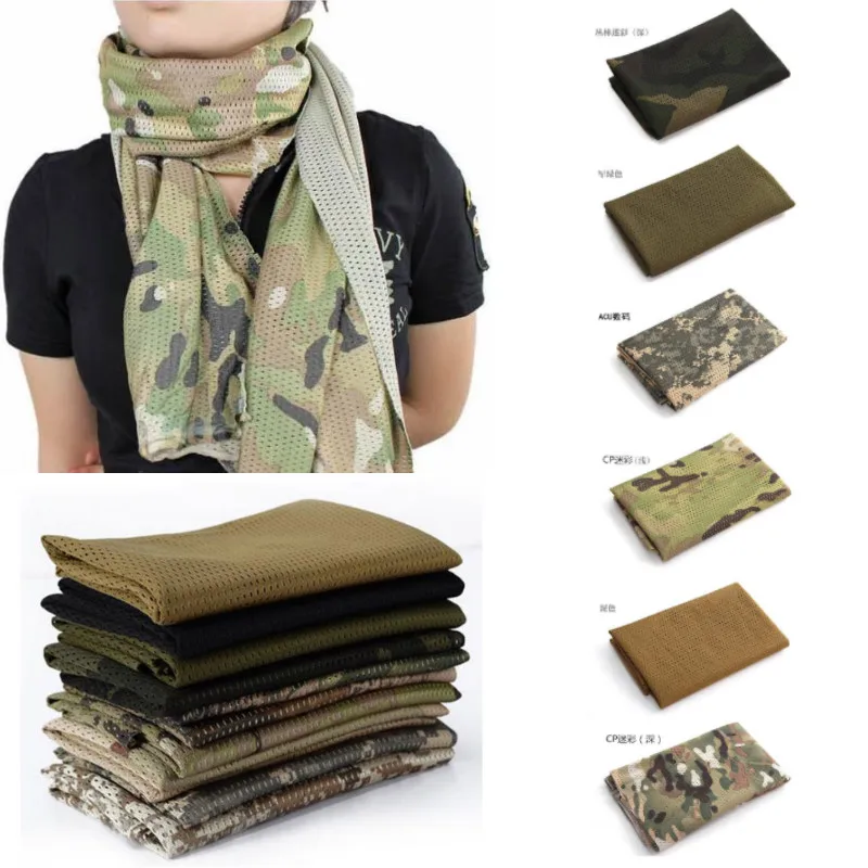 Unisex Fish Net Mesh Tactical Sports Neck Bandana Hiking Scarf Camouflage Camping Cuello Braga