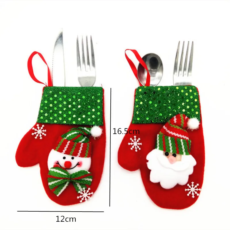 1 шт. рождественские украшения столовые приборы перчатки носки держатели-кармашки для столовых приборов ножи чехол для вилок Снеговик ужин дома подарок конфеты сумки