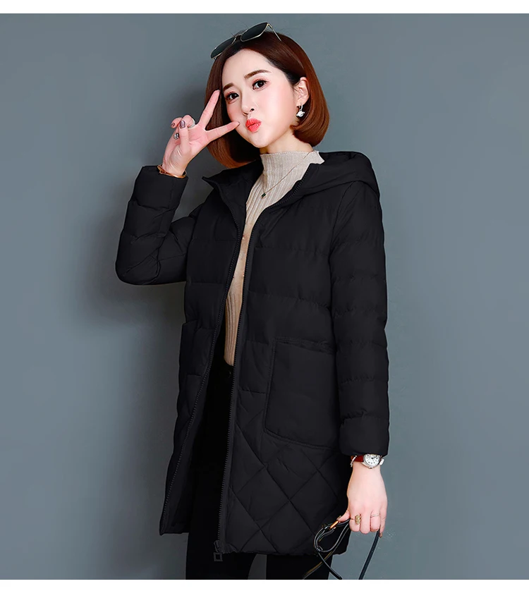 women Coats Hooded fashion parkas Solid color jacket Medium and long section women Autumn And Winter new Thicken warm jacket