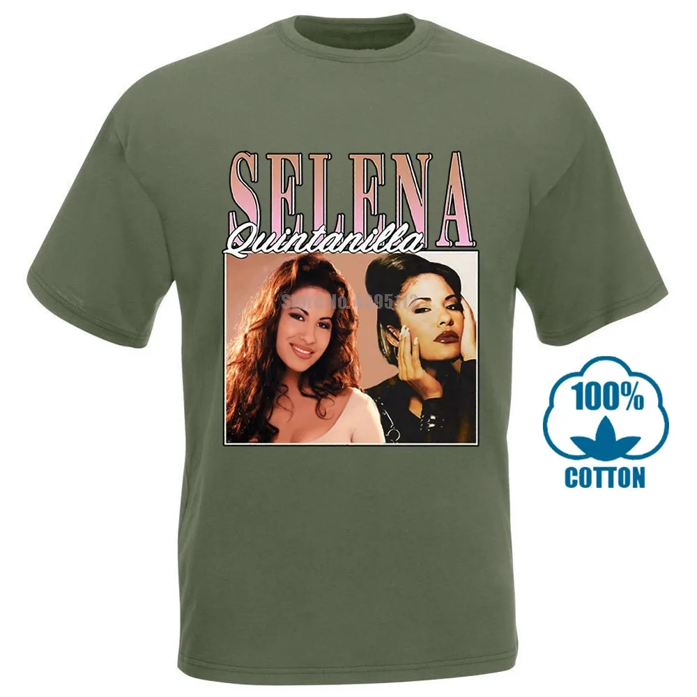 Армейский зеленый Selena Quintanilla Винтаж 90S Футболка Черный Размер S 3Xl - Цвет: Армейский зеленый
