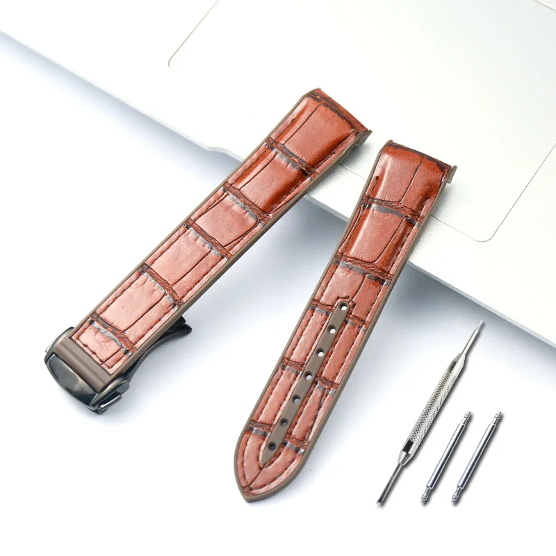 Coffee brown 1 20 мм/22 мм изогнутый конец силиконовый резиновый ремешок для часов с металлической подходит для Omega ремешок Seamaster 300 AQUA TERRA AT150 890 - Цвет ремешка: Coffee brown 1