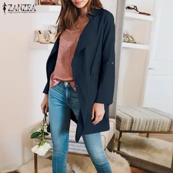 

Plus Size Thicken Coats Jackets Women Casual Long Sleeve Pockets Overcoats ZANZEA Office Lady Work Loose Outwear Chaqueta Casaco