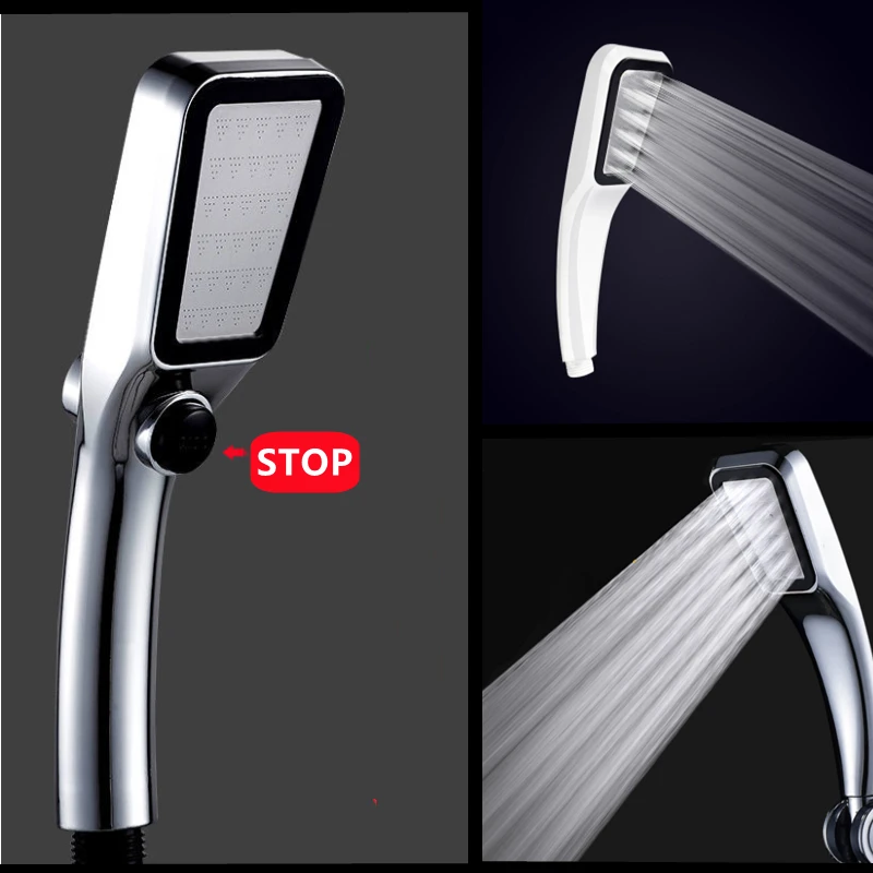 300 Holes Shower Head Water Saving One Key To Stop Water Nozzle High Pressure Rainfall Shower Head Bathroom Accessories shower head shower nozzle