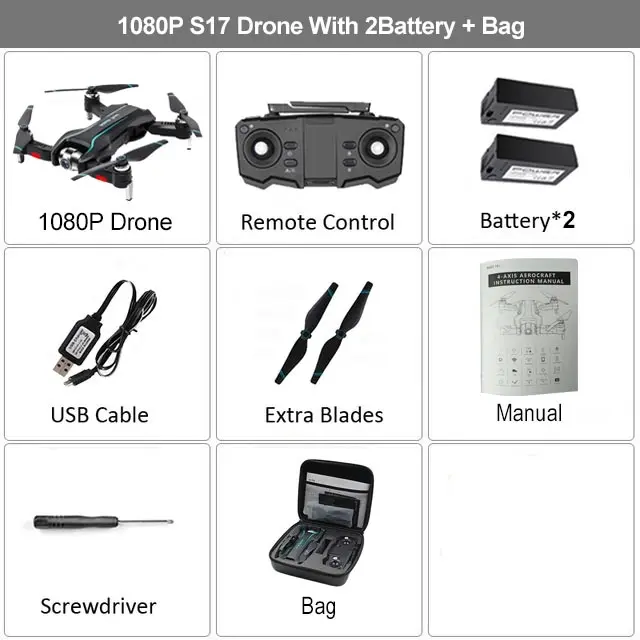 HGIYI S17 RC Дрон с камерой 4K HD Регулируемый Широкоугольный оптический поток Профессиональный складной Квадрокоптер вертолет Дрон VS E58 - Цвет: S17 1080P 2B CB