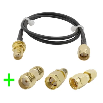 

1Pcs SMA Male to SMA Female RF RG174 Coaxial Cable + 3Pcs SMA Plug Jack Adapter for FPV Devices Wifi Radio SDR Equipment Antenna